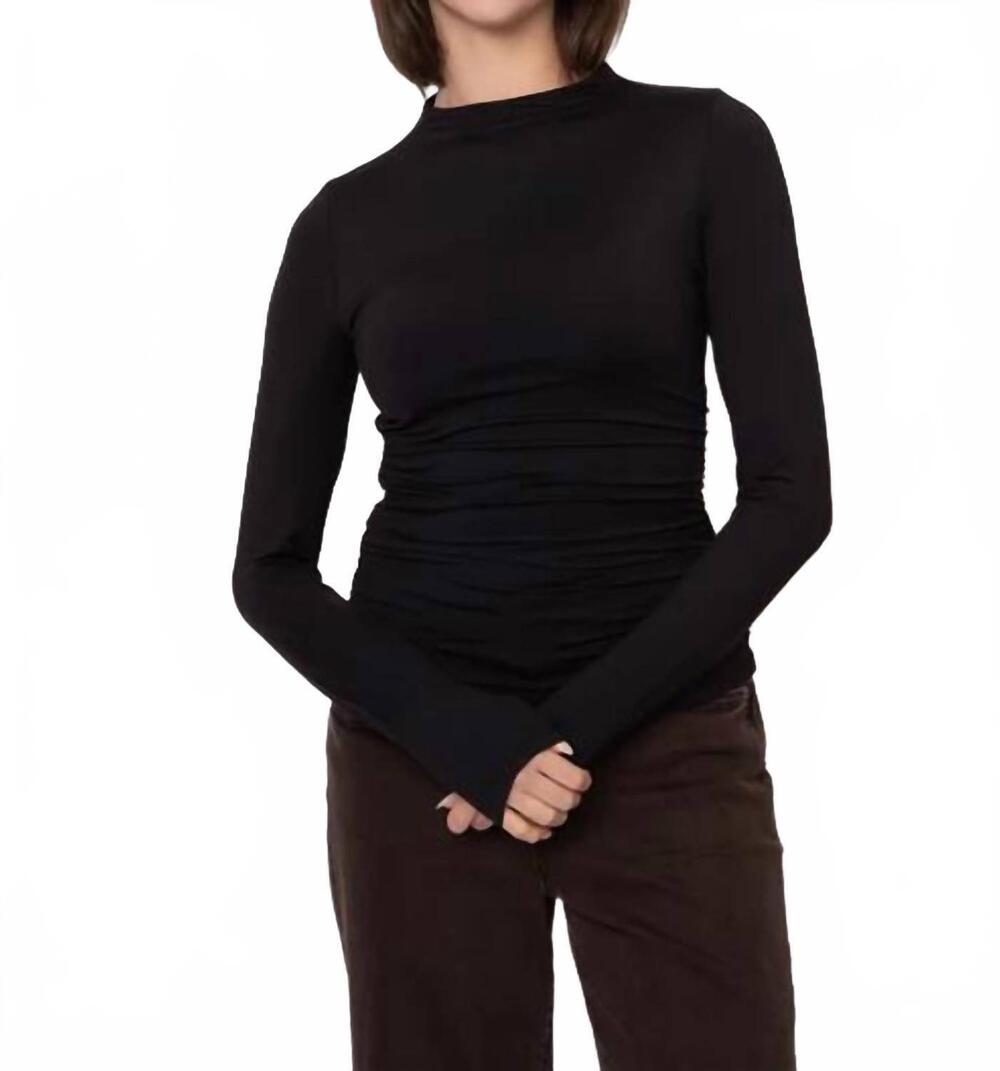 NEW RD STYLE yve long sleeve funnel neck ruched top in black